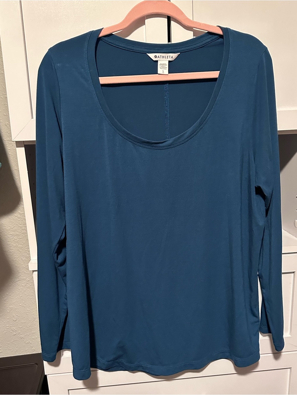 Athleta Stratus II Teal Long Sleeve Scoop Neck Top Women’s Large
